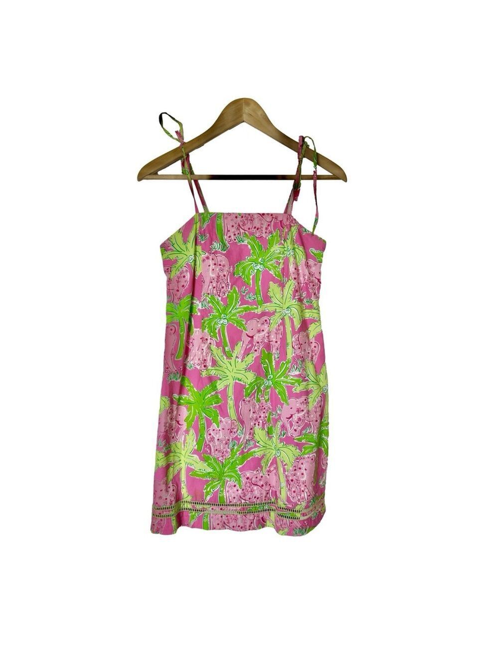 Vintage Lilly Pulitzer Taboo Elephant Palm Print Sundress Girl’s 14 Preppy Party